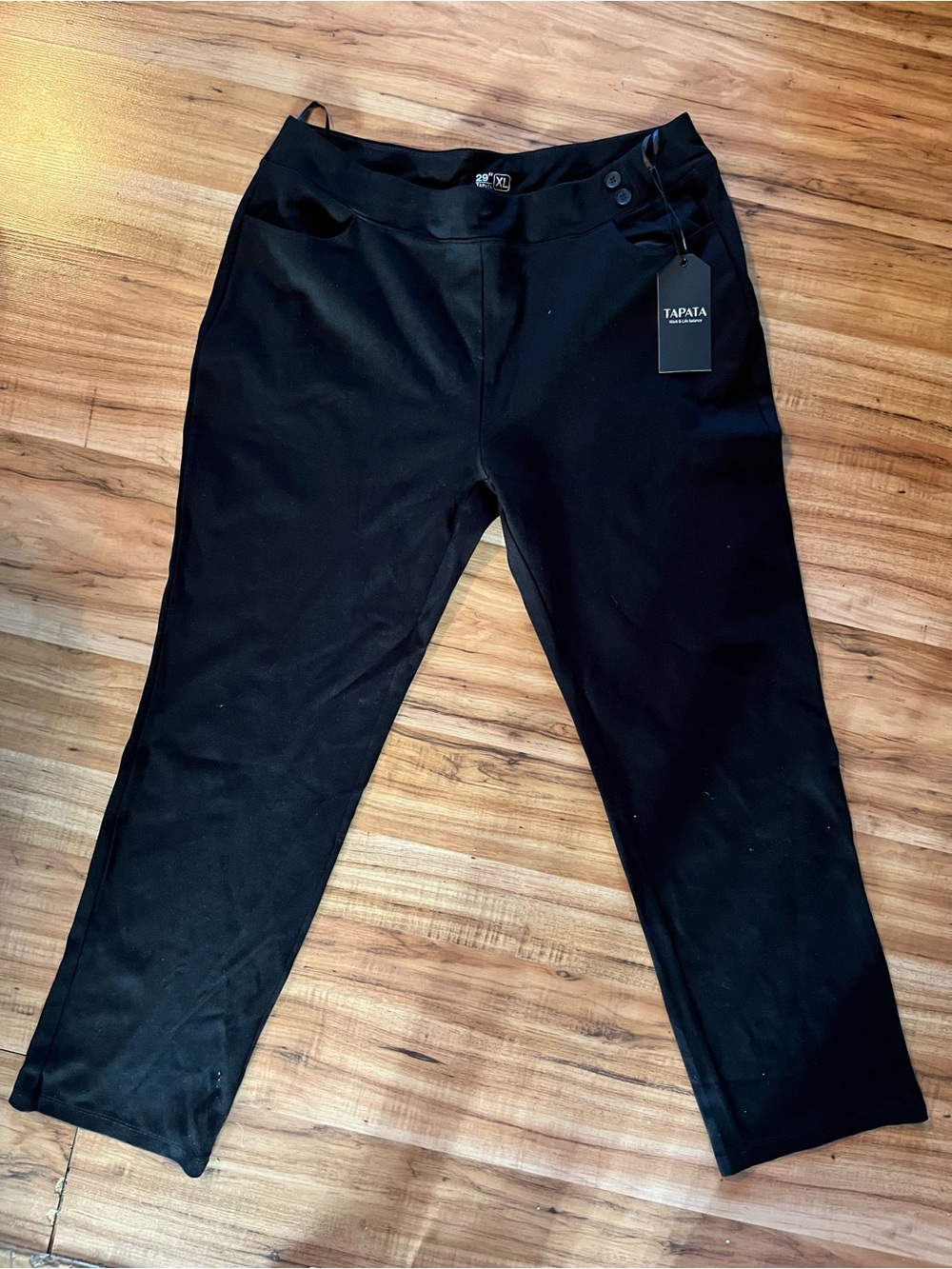 Tapata Black Dress Pants Women’s XL 29” Inseam Pull On Stretch Work Pants NWT